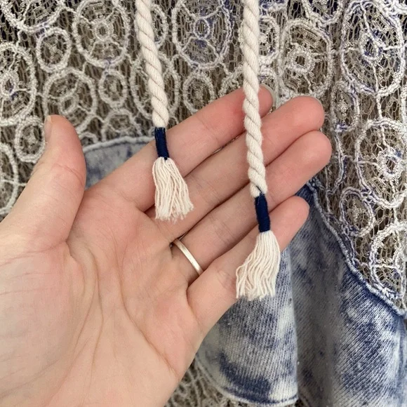 Free people mama crocheted purple tie die lace panel terry poncho - Picture 10 of 13